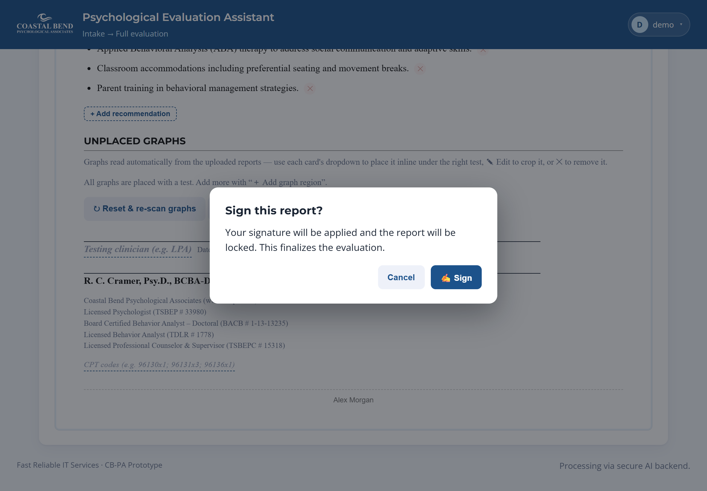 Sign confirmation dialog