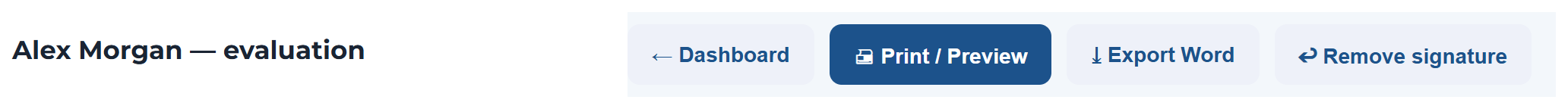 Signed report toolbar with Remove signature